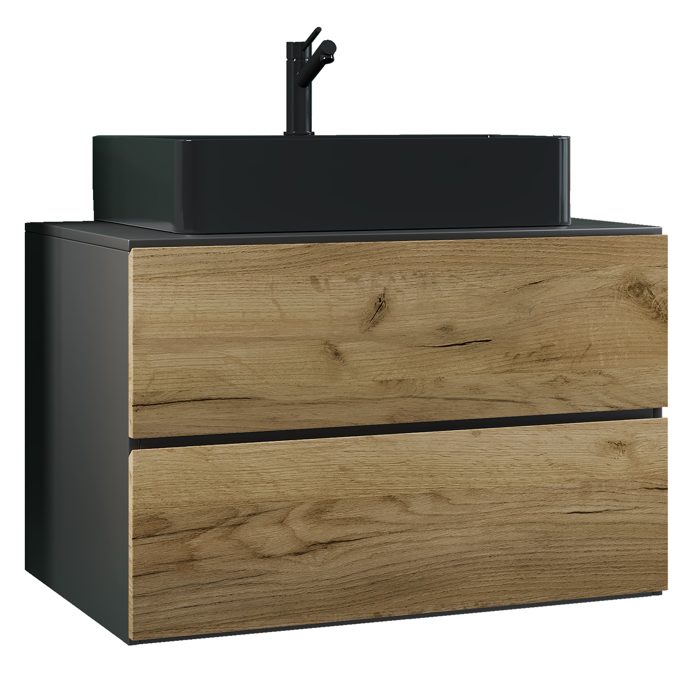 umywalka do mebli łazienkowych Lendas Antracyt / dąb miodowy W. 52 x S. 80 x G. 52 cm