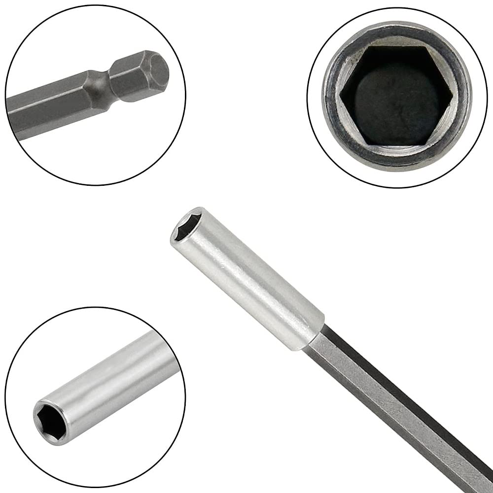 Porte Embouts Magnétique Extension de Vissage Tournevis Tige Hexagonal 60mm 100mm 150mm Rallonge Embout Visseuse（3Pcs 1/4