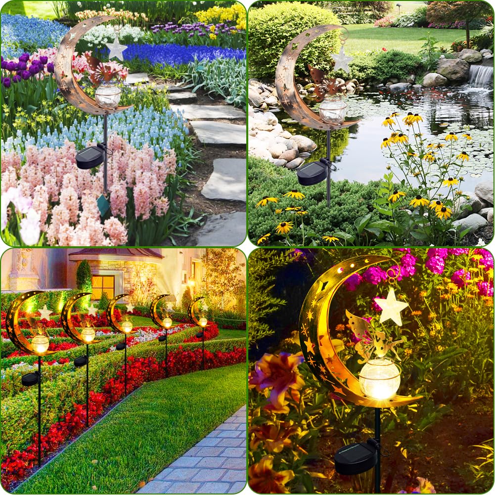 Lampe Solaire Exterieur Jardin, Fée Elfe Lune Solaire Lampe pour Étanche Decoration Jardin Exterieur, Lumiere Solaire Exterieur LED Boule de Verre - 5