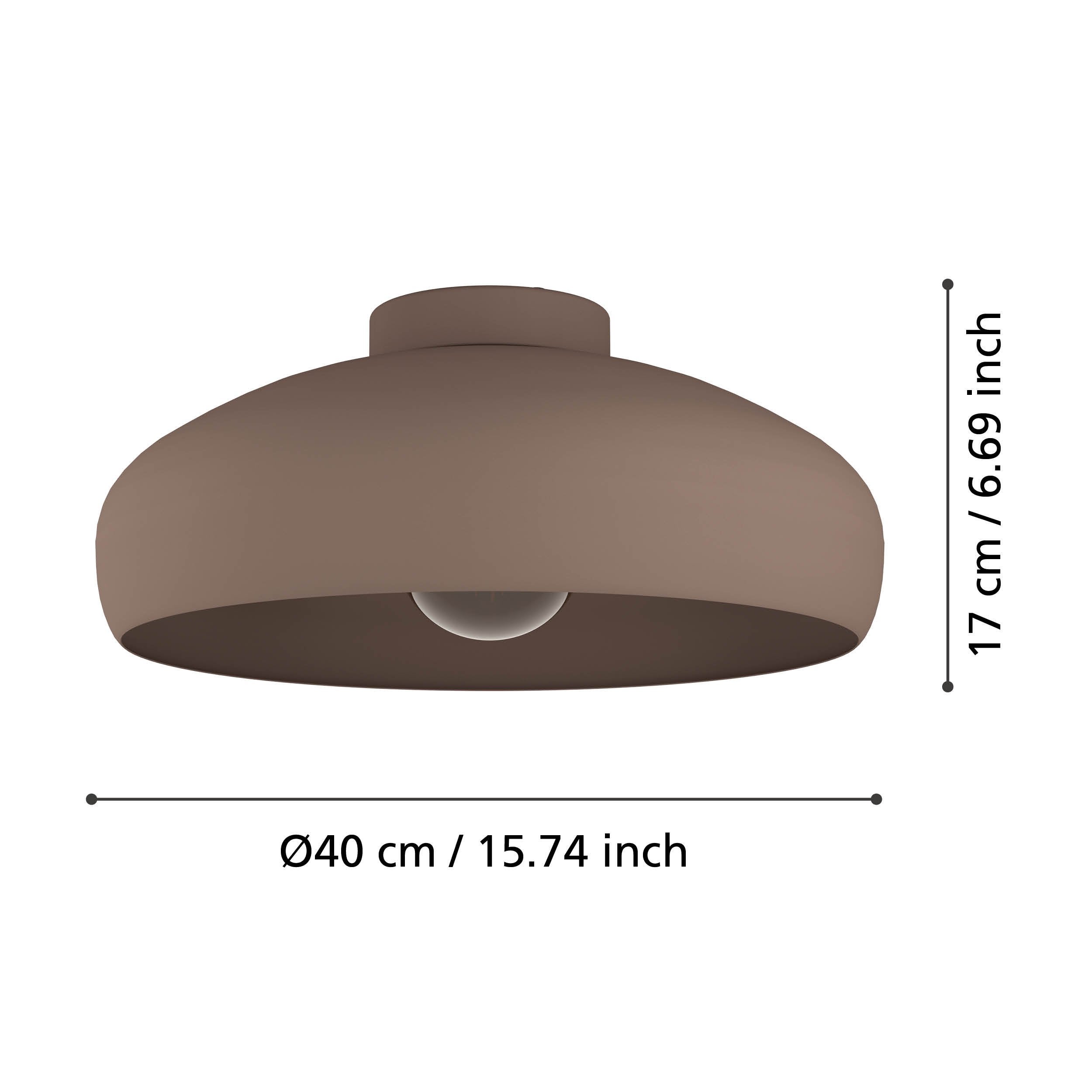 Plafoniera moderna Mogano, rotonda in acciaio color moka, per soggiorno, cucina, corridoio, camera da letto, E27, Ø40 h17 cm- EGLO - 3