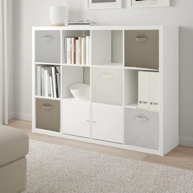 Conjunto de 6 cestos dobráveis em tecido branco 31 x 31 x 31 cm - 3