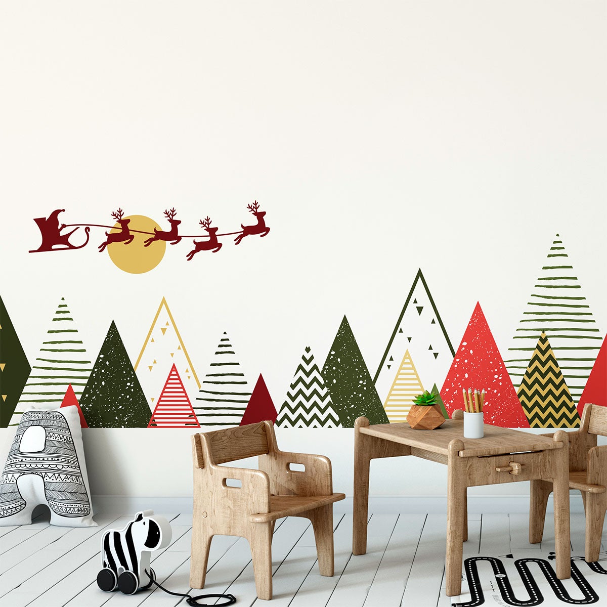 Adesivi di montagne natalizie scandinave - Sticker adesivo - adesivi murali - 100x170cm - 7