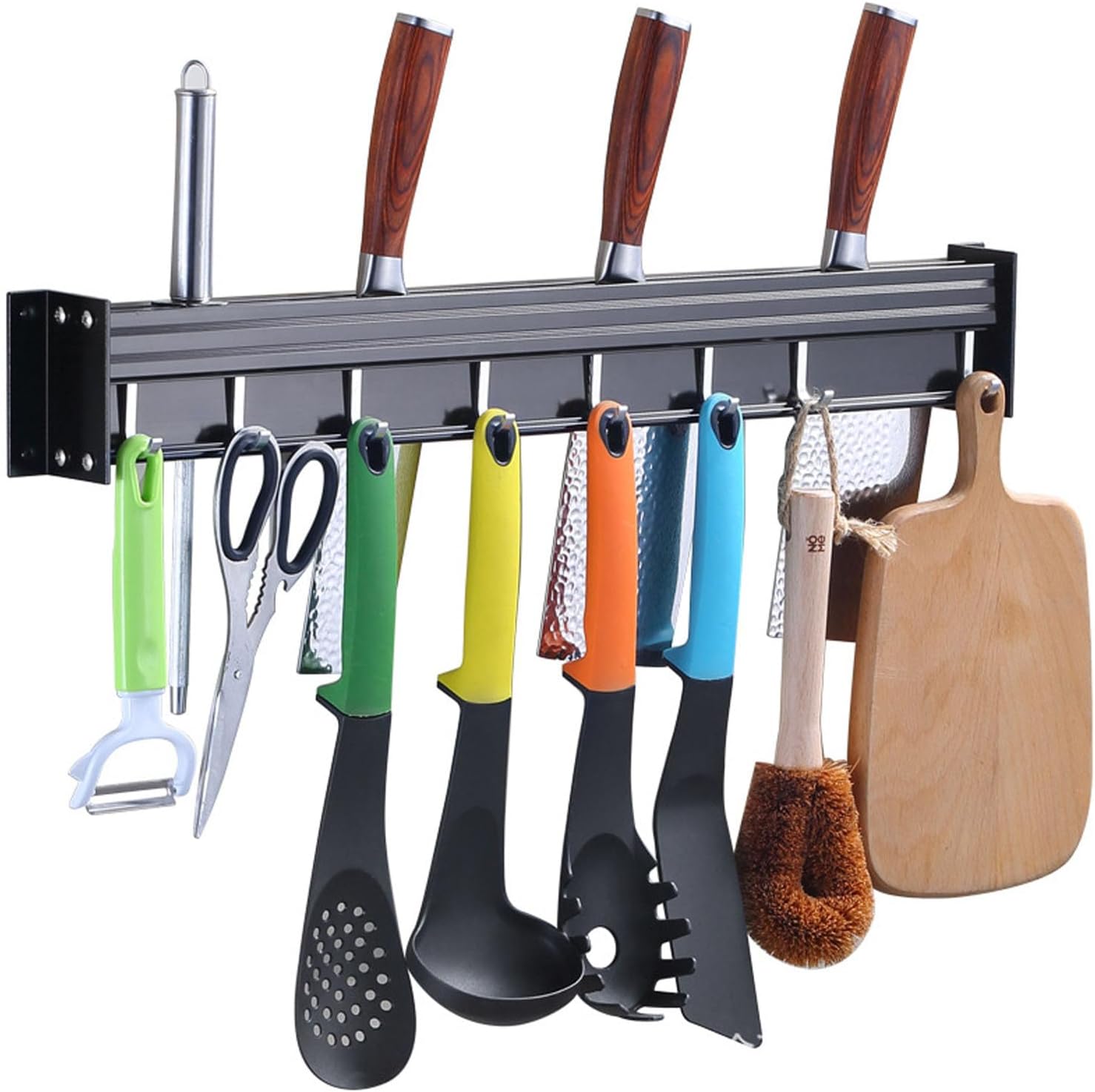 Porte-ustensiles de cuisine avec crochets, casseroles et