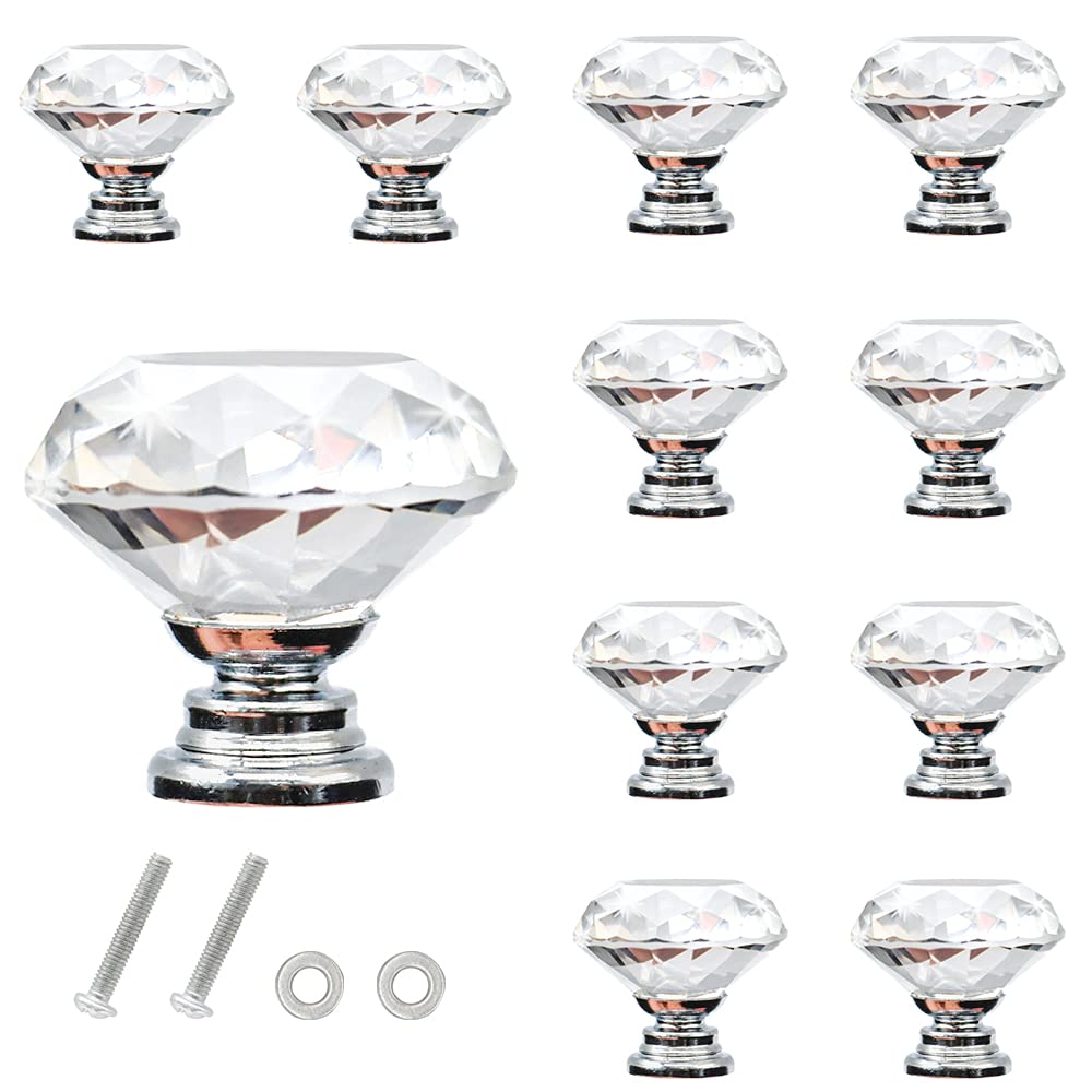 Gałki do drzwi 30mm, 10 sztuk, diamentowy design, idealne do szuflad, szafek, komód, unikalna dekoracja