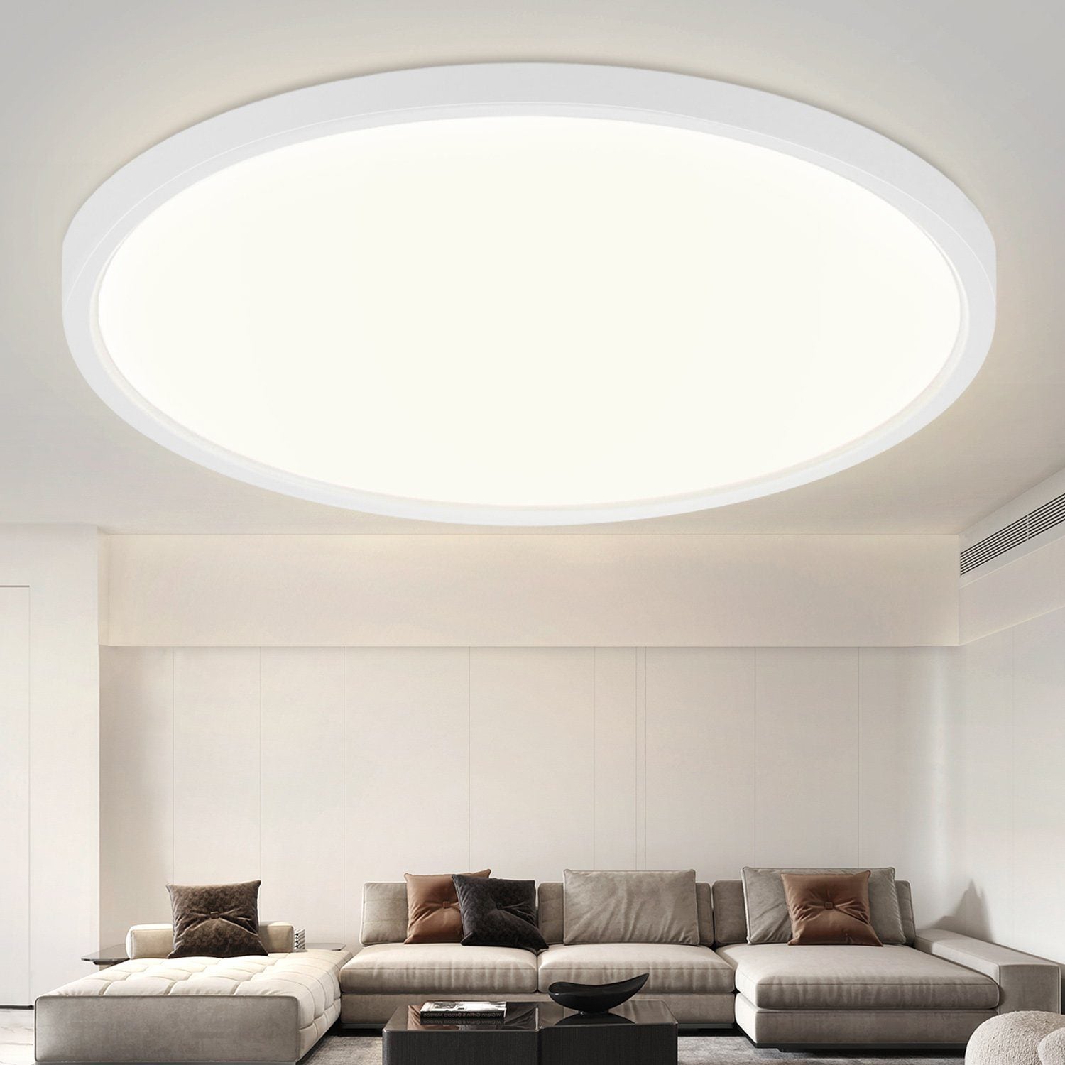 ZMH Płaska lampa sufitowa LED - Ø30 cm, neutralna biel, światło do łazienki/sypialni