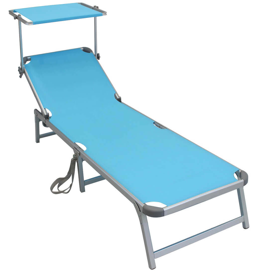 Brandina Pieghevole Con Tettuccio - Sdraio Per Spiaggia, Piscina, Giardino In Alluminio E Textilene - Foto 2