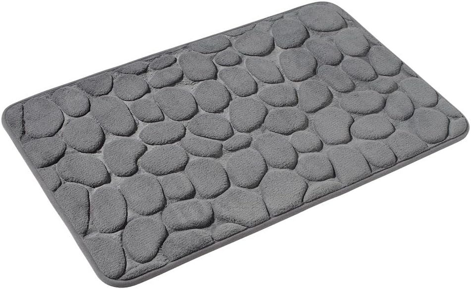 Alfombrilla de baño de espuma viscoelástica, microfibra suave y antideslizante, gris (40 x 60 cm)