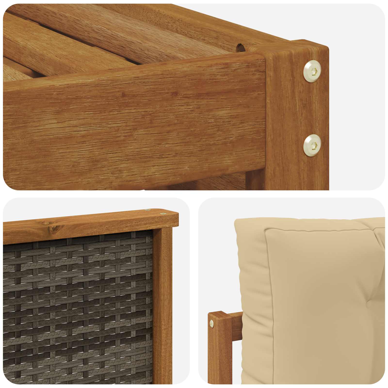 Ensemble de canapés d'extérieur 7 pc naturel et beige - 7