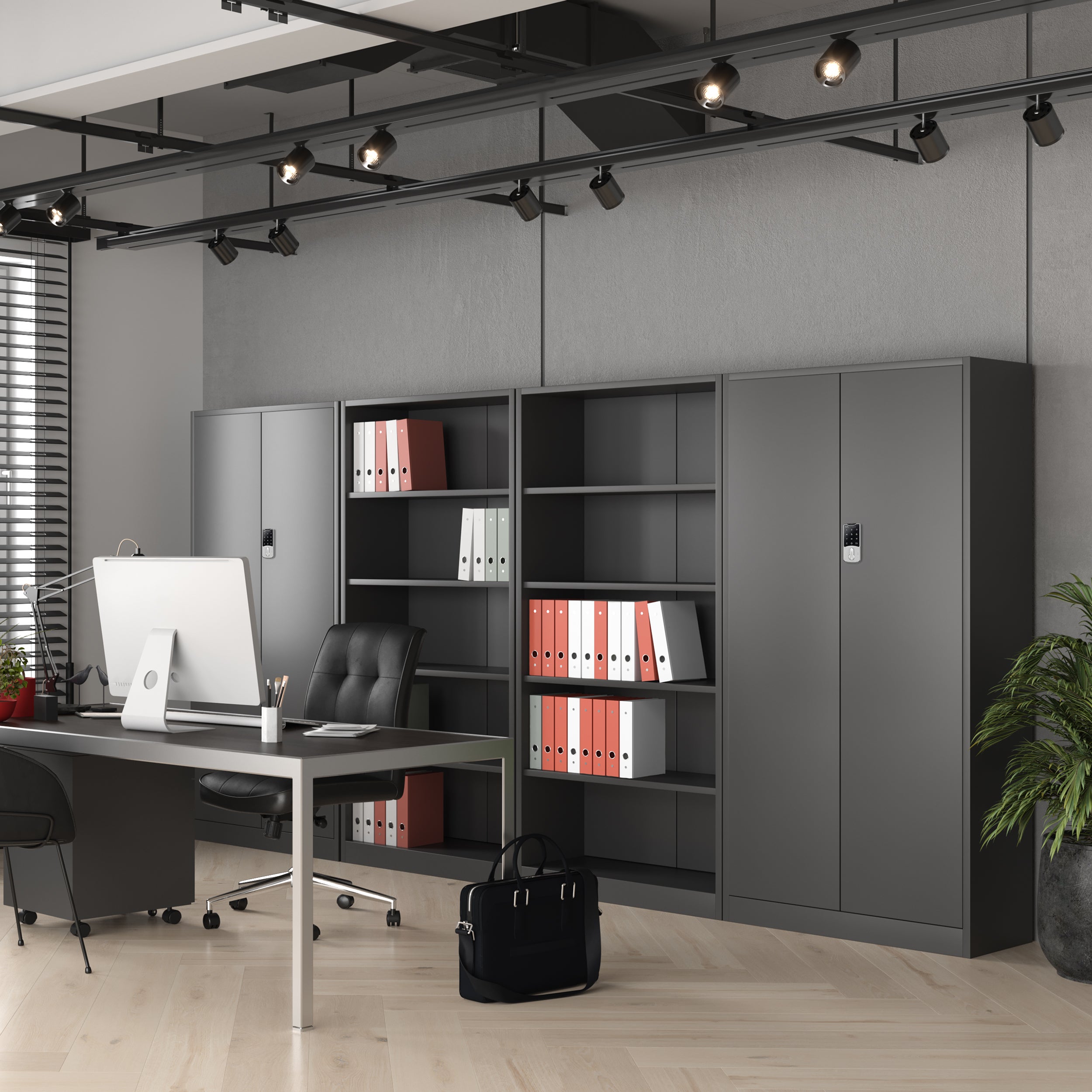 Armoire de Bureau de Rangement Métallique avec Serrure à Combinaison 185 cm x 90 cm x 40 cm Anthracite - 5
