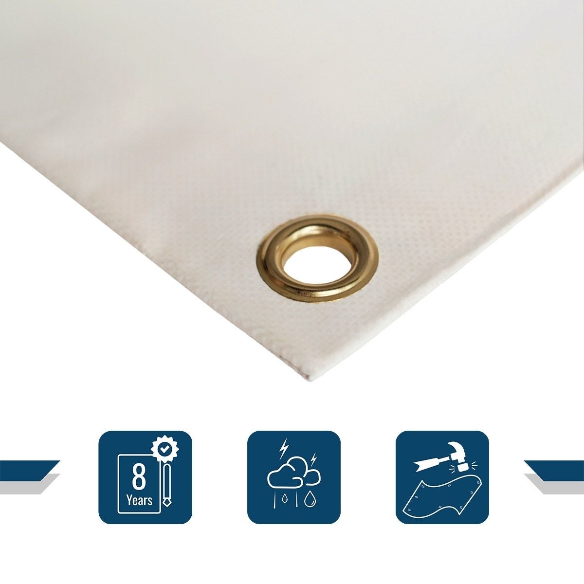 Telo Per Tettoia Auto 3x3 M Bianco Crema - Impermeabile In PVC, Trattamento Anti-UV, Garanzia 5 Anni - Marca TECPLAST