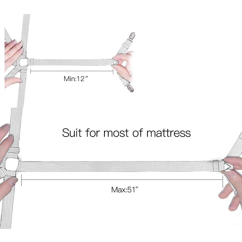 Tendeur Drap Housse Élastique,Réglable 6-Voies Attache Draps Housses,Drap de Lit Attaches,Sangle de Maintien Ajustable pour Tous Les Matelas - 3