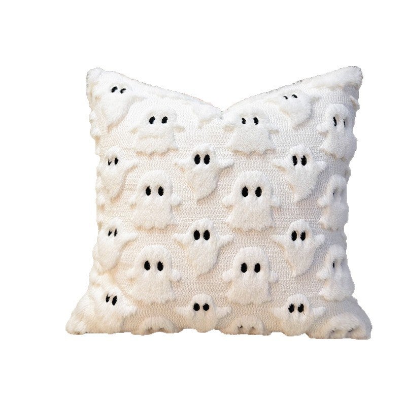 Fodera per cuscino fantasma bianco di Halloween, fodera per cuscino morbido in peluche, cuscino per divano, per divani, camere - 2