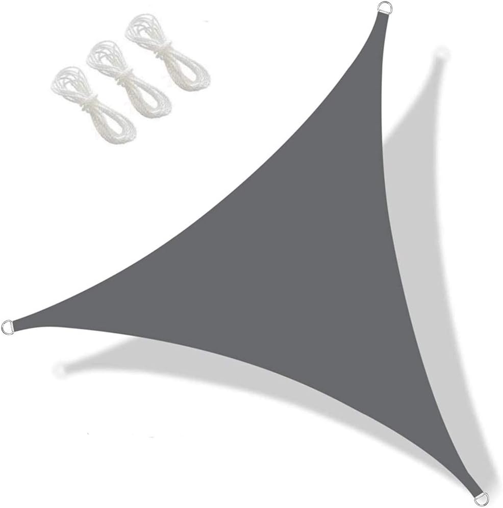 Wodoodporny i odporny na promieniowanie UV trójkątny żagiel przeciwsłoneczny na taras, do ogrodu, na trawnik, 3 x 3 x 3 m, ciemnoszary