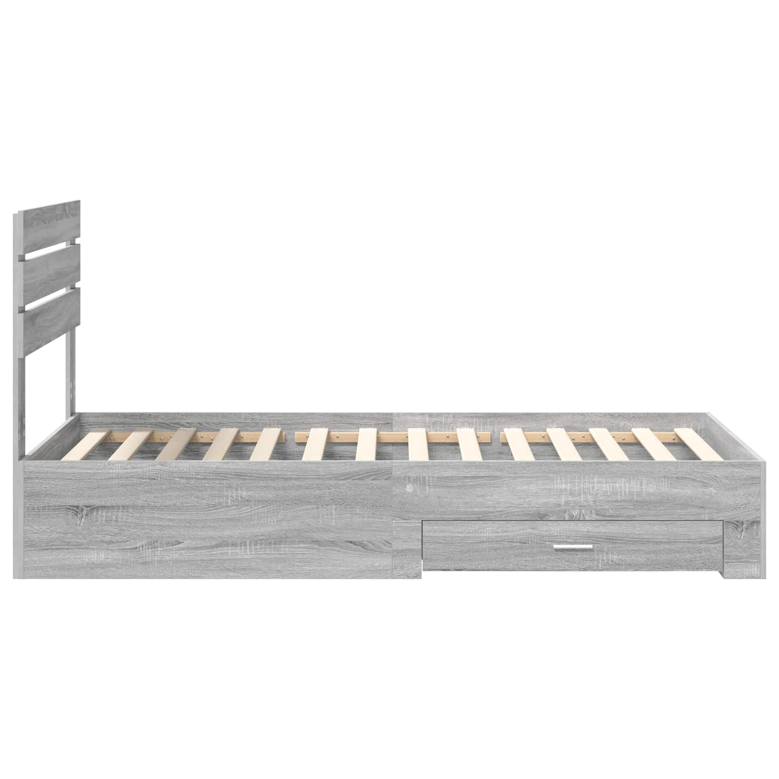 Cadre de lit gris 90 x 190 cm panneau de bois - 8