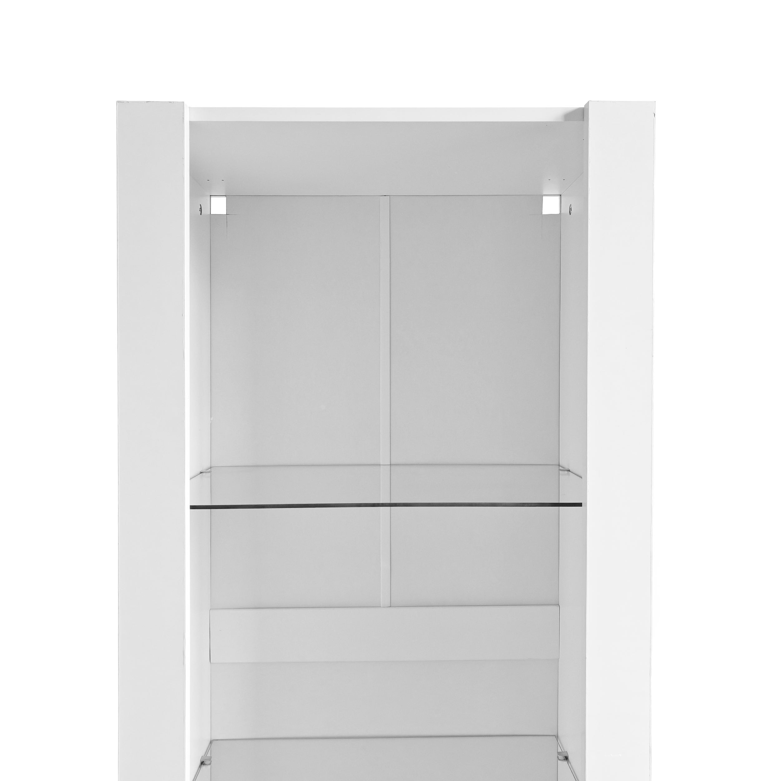Vitrine L166cm avec LED - 3 étagères en verre - Blanc - 8