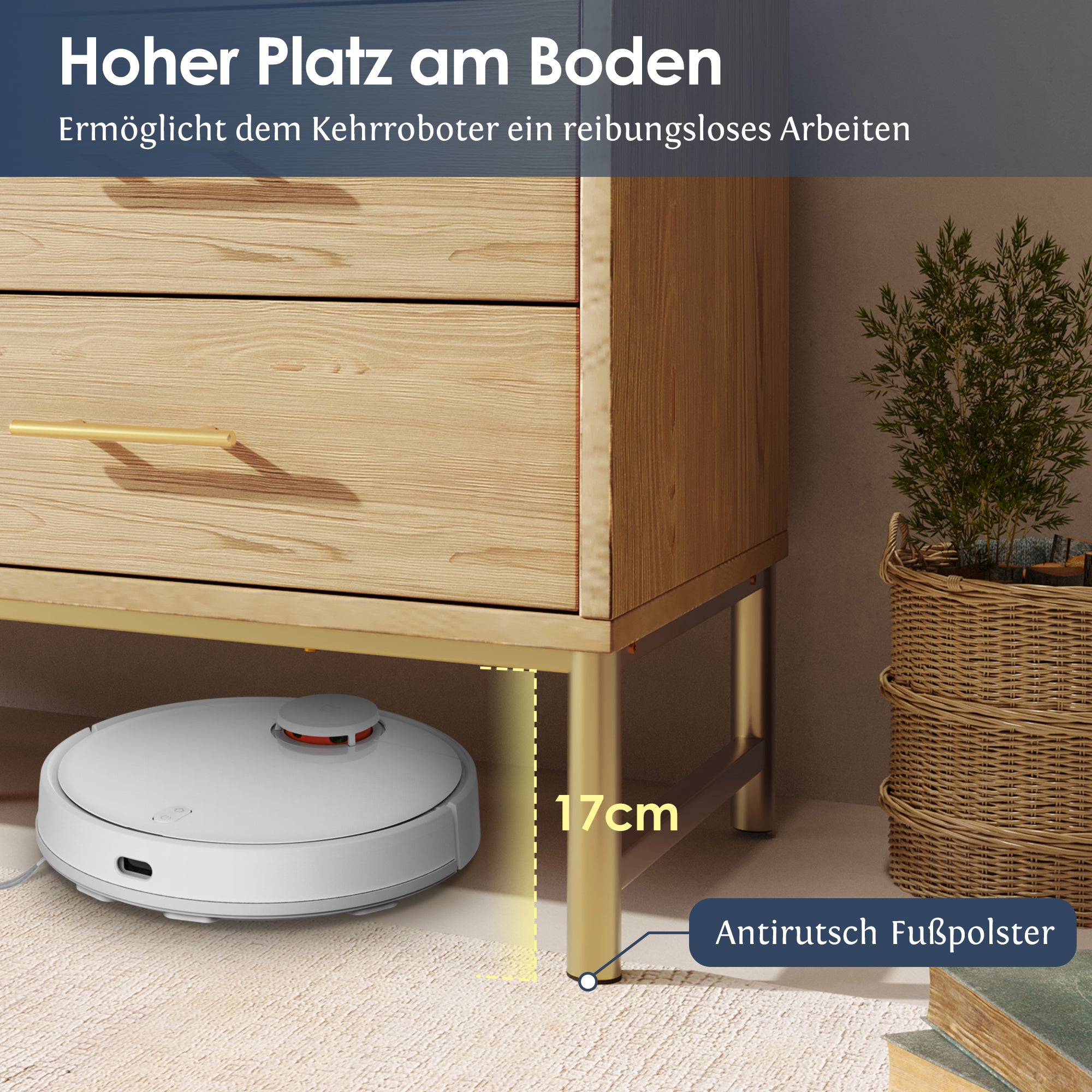 Commode en rotin avec 6 tiroirs, pour salon et chambre, poignées en métal, anti-basculement, 120 x 40 x 74 cm, chêne Sonoma - 3