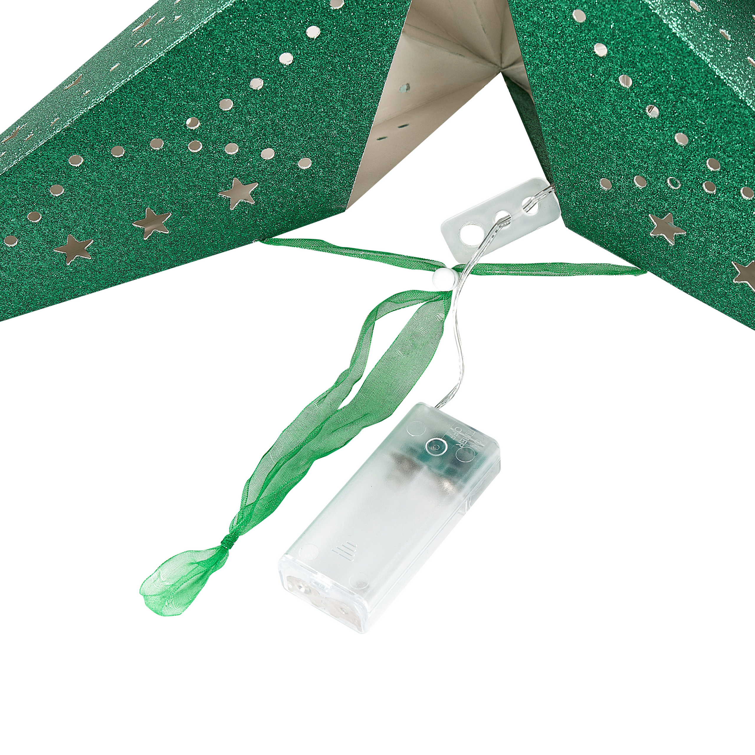 Set di 2 decorazioni da appendere stella MOTTI Carta 45 cm Verde smeraldo - 7