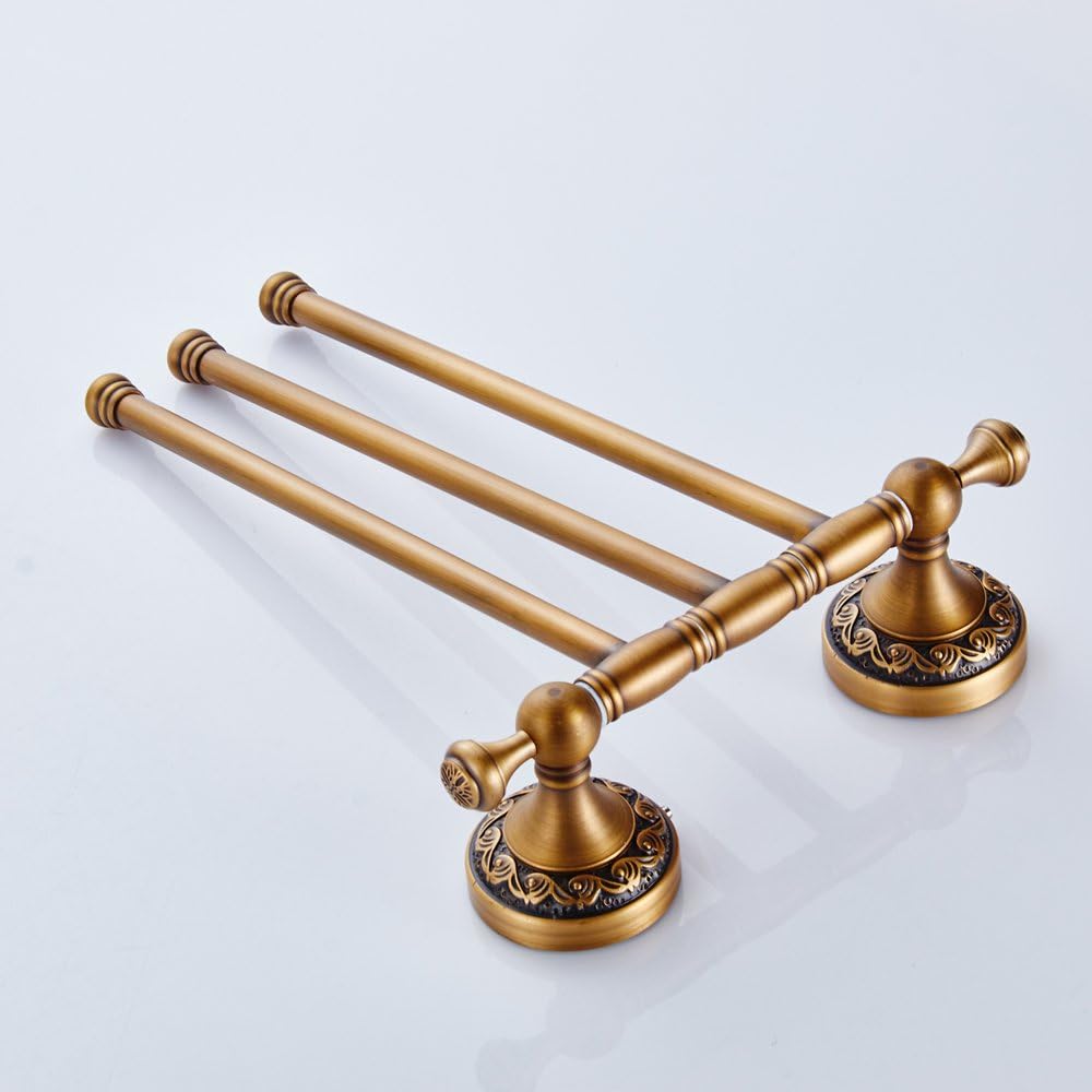 Porte-Serviettes Rétro en Laiton - Modèle à 3 Bras, Élégant et Pratique pour Salle de Bain - 5