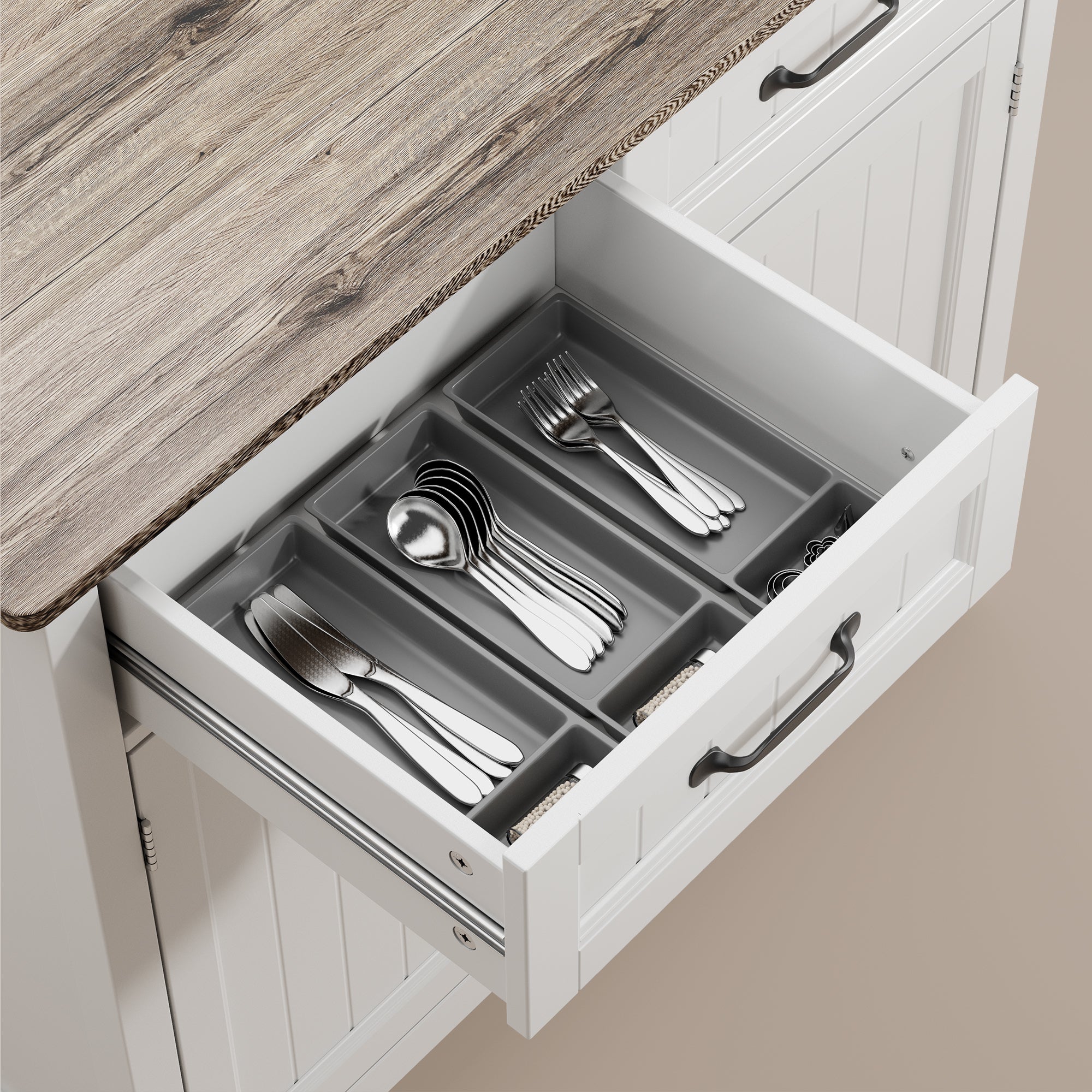 Buffet Meuble de Rangement 2 Tiroirs Meuble de Cuisine 2 Portes Étagère Réglable pour Salle à Manger Salon Entrée Couloir Bealife - 5