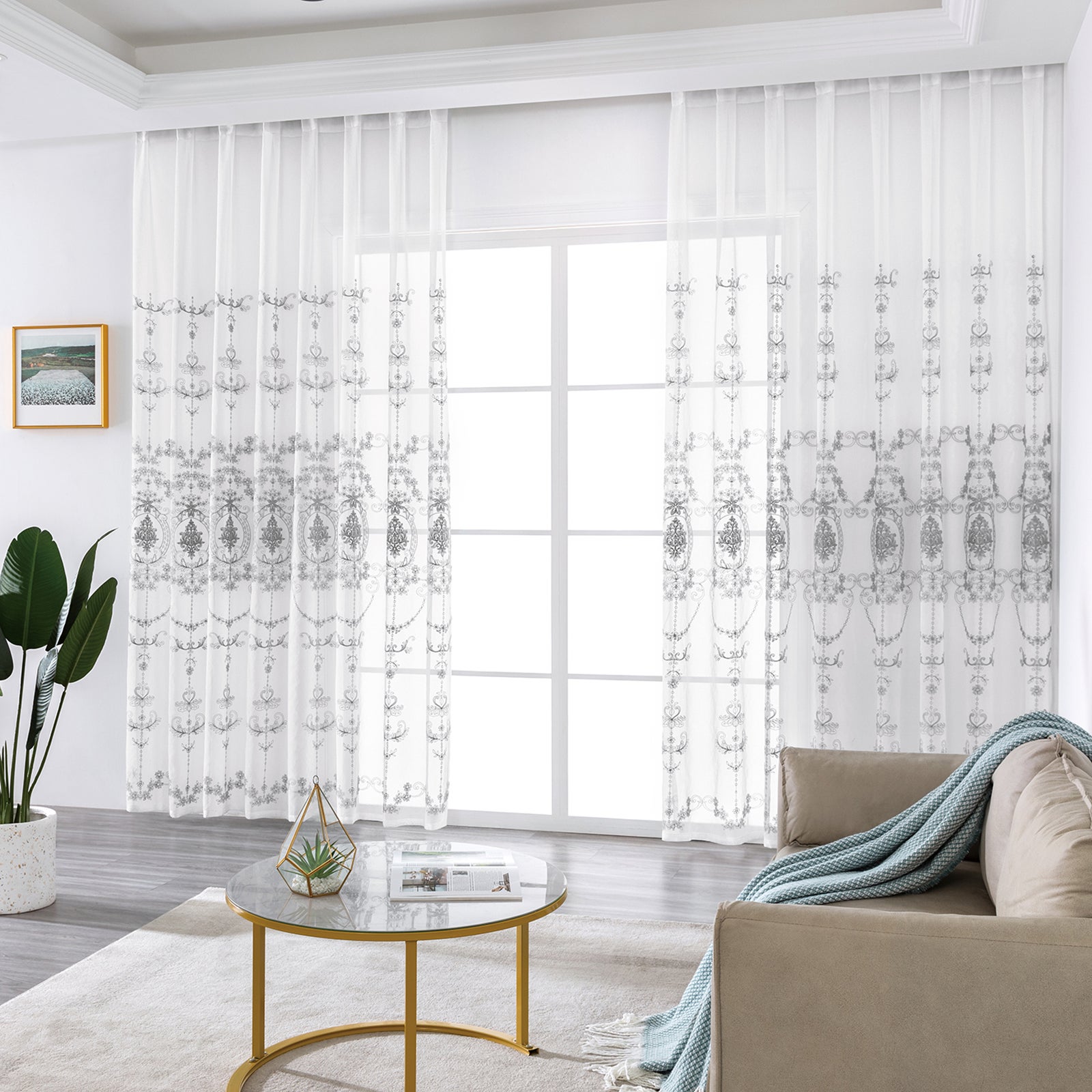 Cortina Opaca De Lazos Blanco Y Negro - 140x245 Cm, Poliéster, Moderno, Para Cualquier Habitación