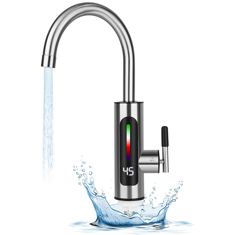 Kran do ciepłej i zimnej wody ze stali nierdzewnej, kran elektryczny z wyświetlaczem temperatury LED, kran kuchenny