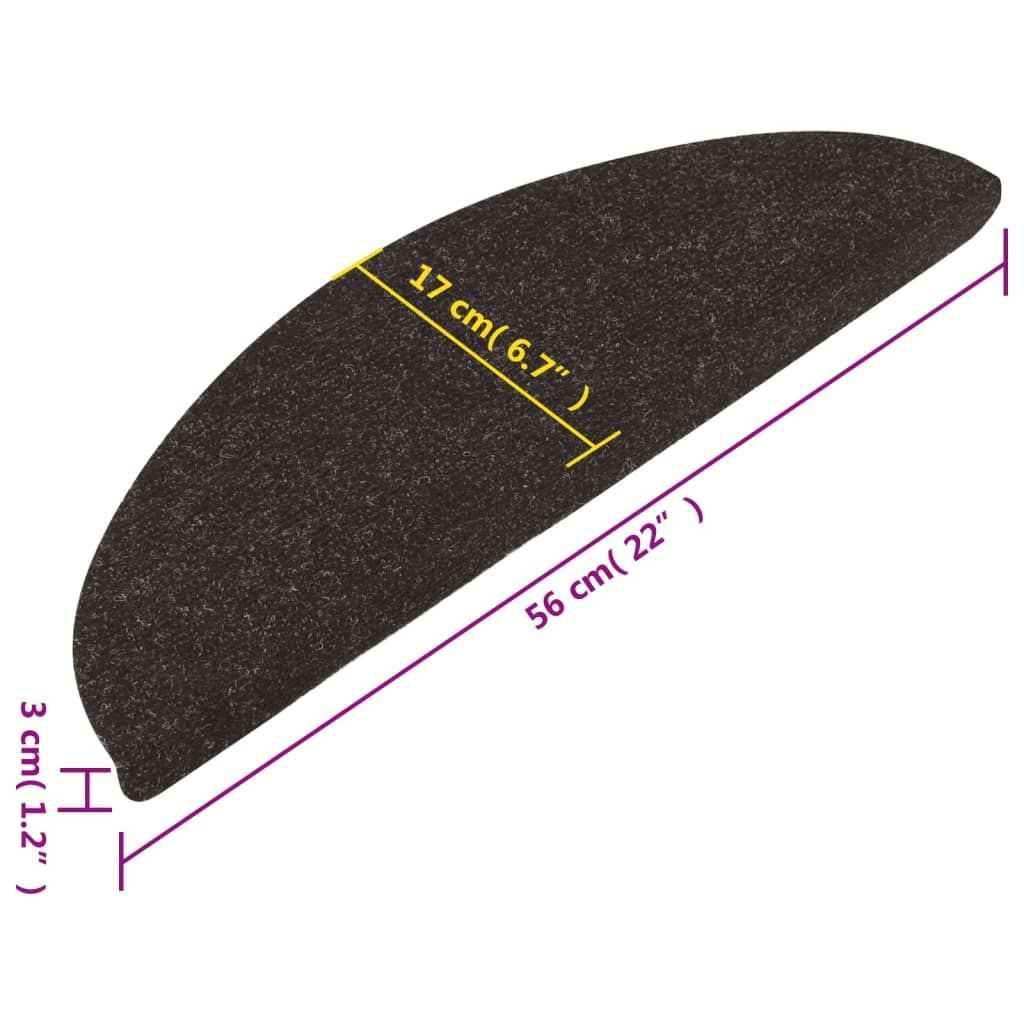 Tapis d'escalier auto-adhésifs 10 pcs noir 56x17x3 cm - 8