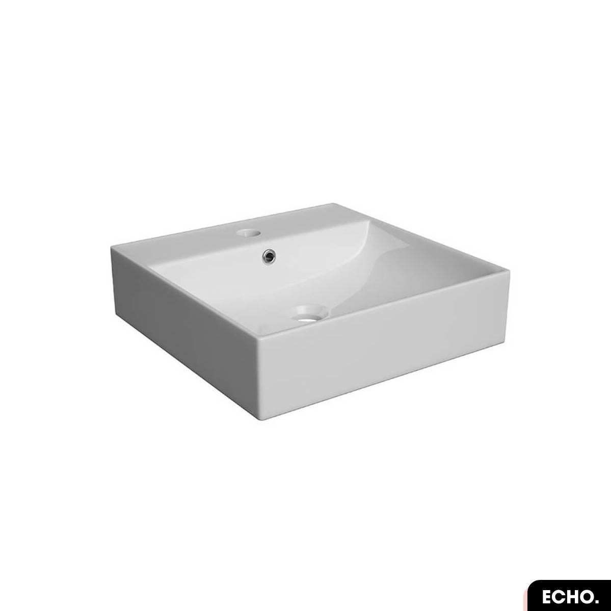 Lavabo sobre encimera con sifón free | echo | blanco | 40 × 10 × 40