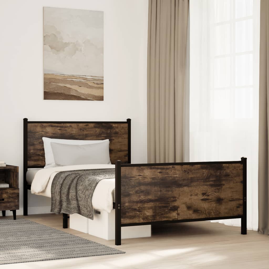 Łóżko Metalowe Czarne Rama łóżka Ze Stelażem Łóżko Do Sypialni Pokoju 107x203 cm