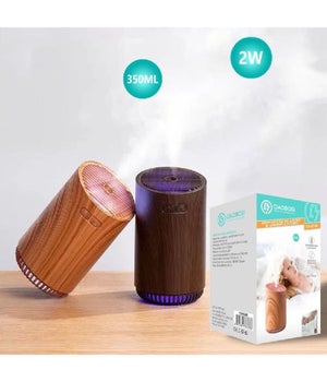 Diffusore Oli Essenziali USB 130ml Con Luci LED – Umidificatore Per Auto E Ufficio, Design Legno Scuro, Portatile E Silenzioso