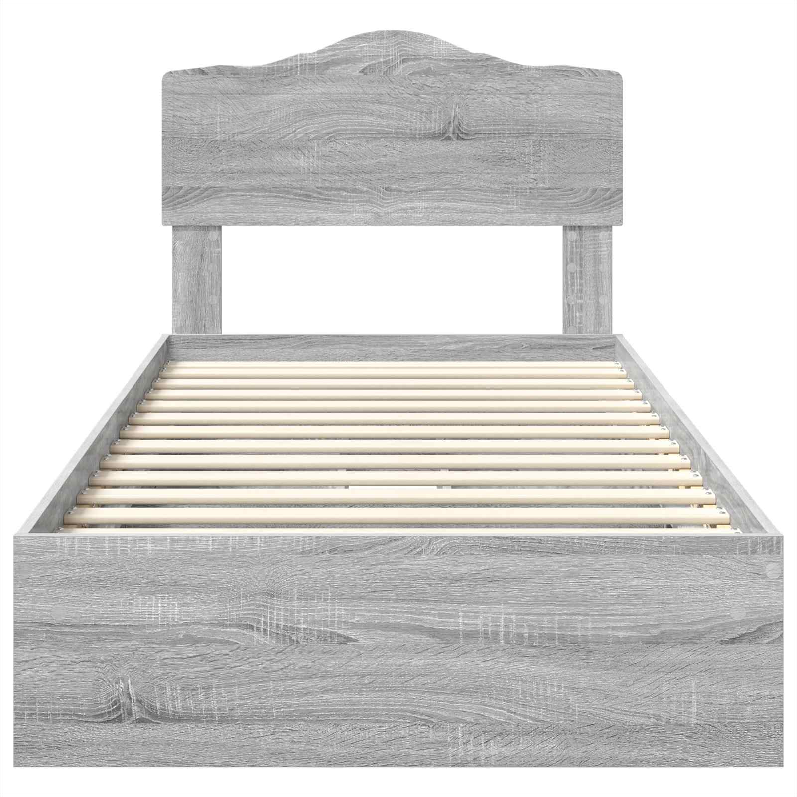 Lit de rangement gris 90 x 190 cm panneau de bois - 8