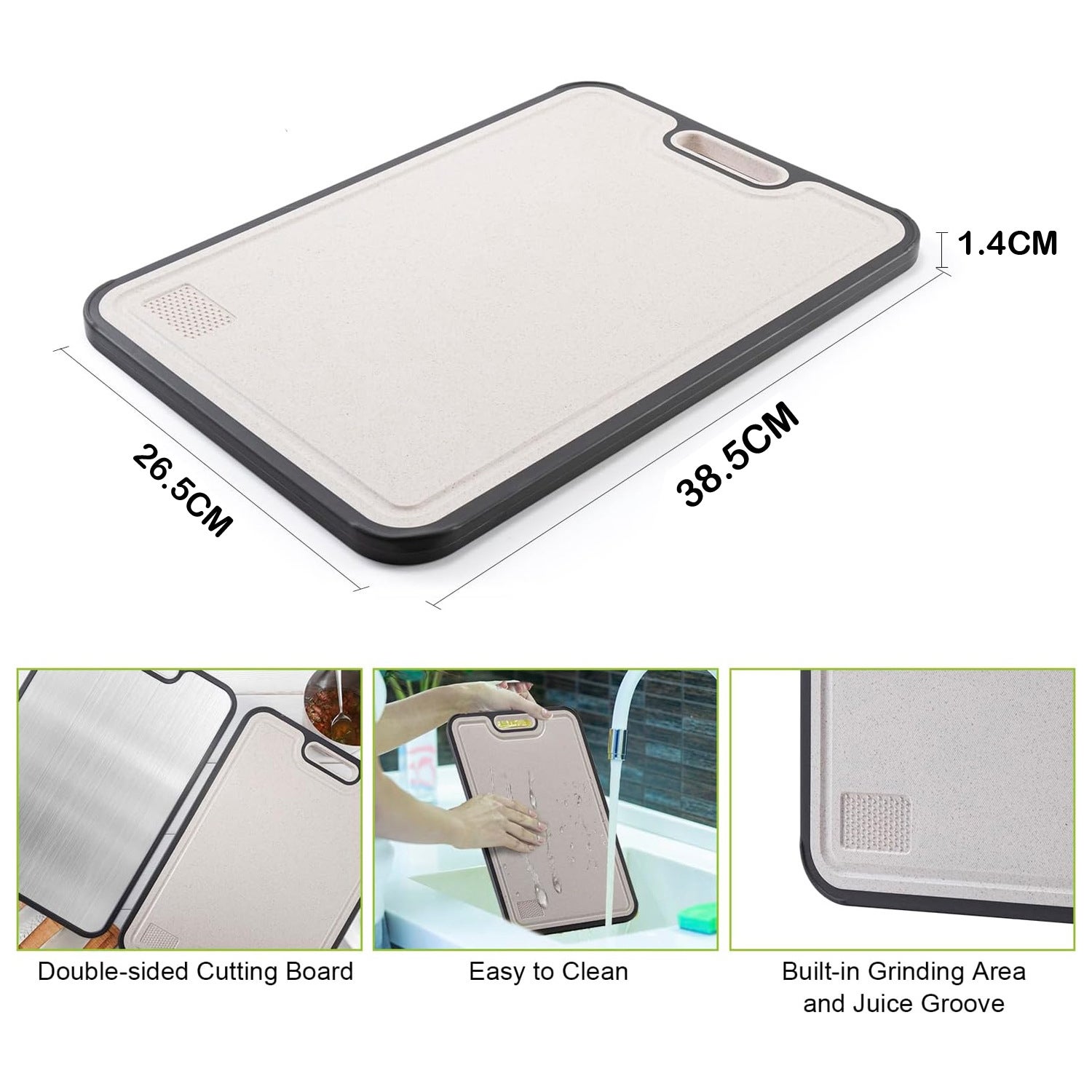 Planche à découper en titane, idéale pour la cuisine, double face, en titane pur et PP de qualité alimentaire - 2