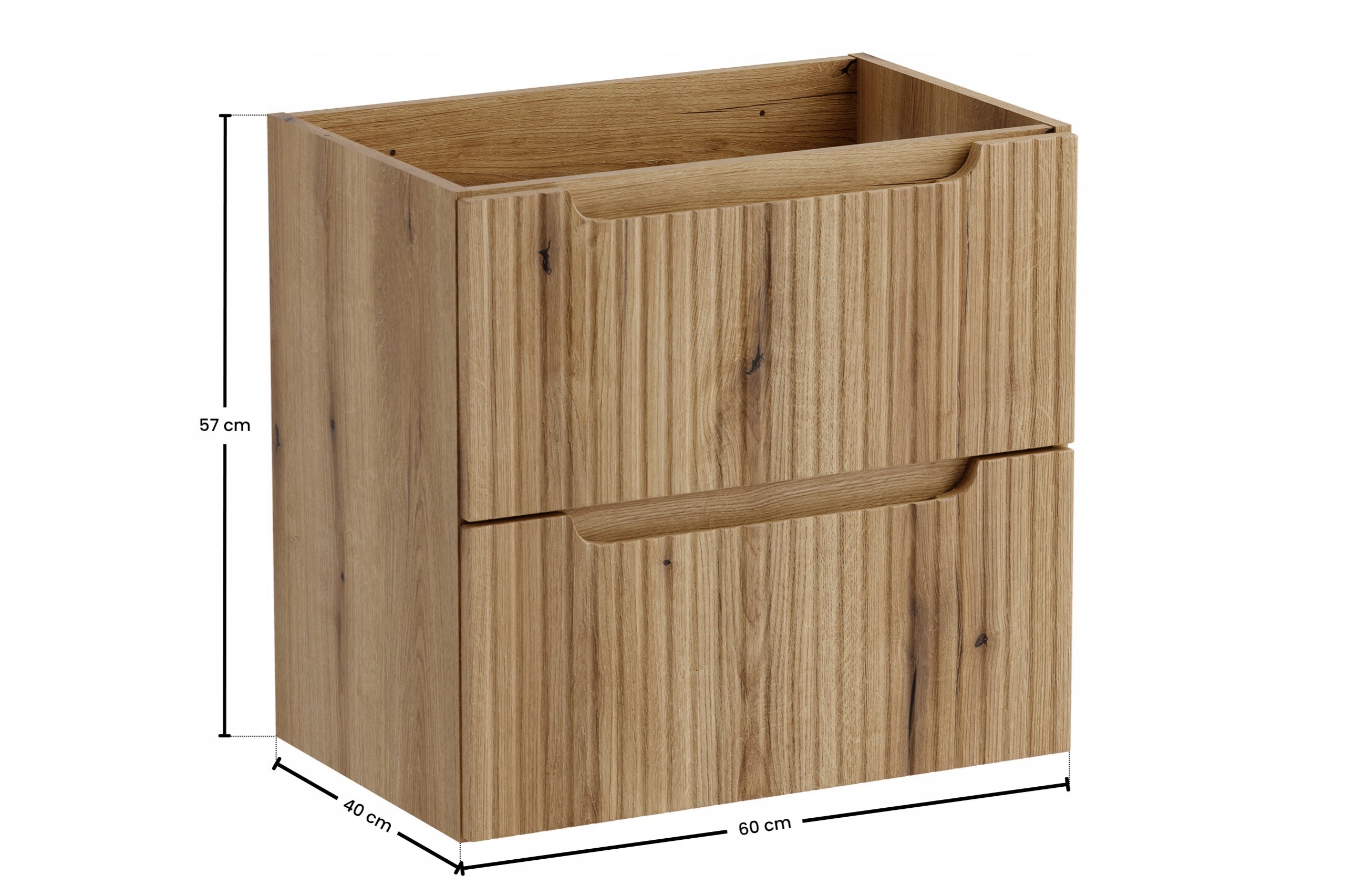 Szafka łazienkowa Nova Coast Evoke 60 cm dab 2 szuflady ryflowana - 5