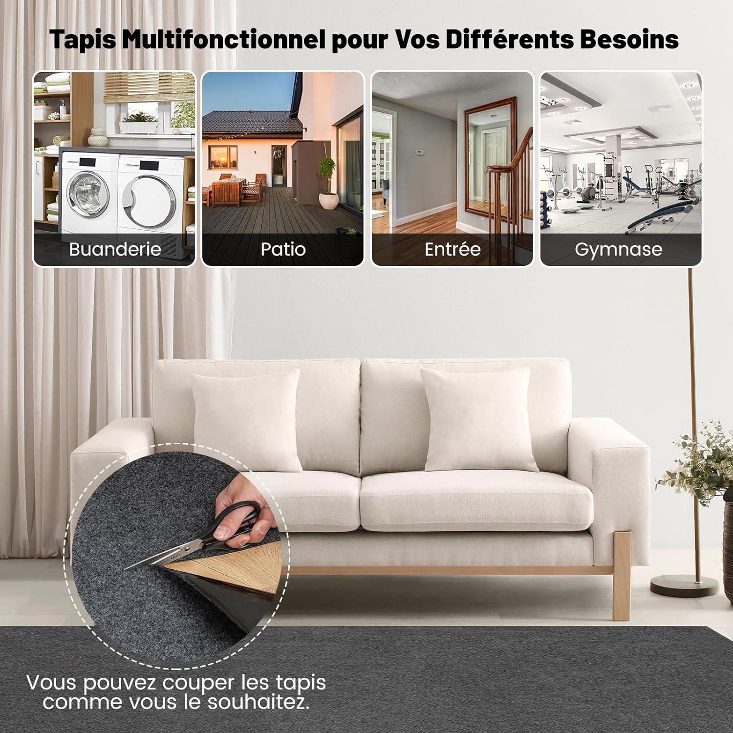 Tapis de Protection Garage, Tapis de Sol Double Face Antidérapant Absorbant, Lavable et Réutilisable, pour Garage, Magasin, Entrée 252,5 x 221 cm - 4