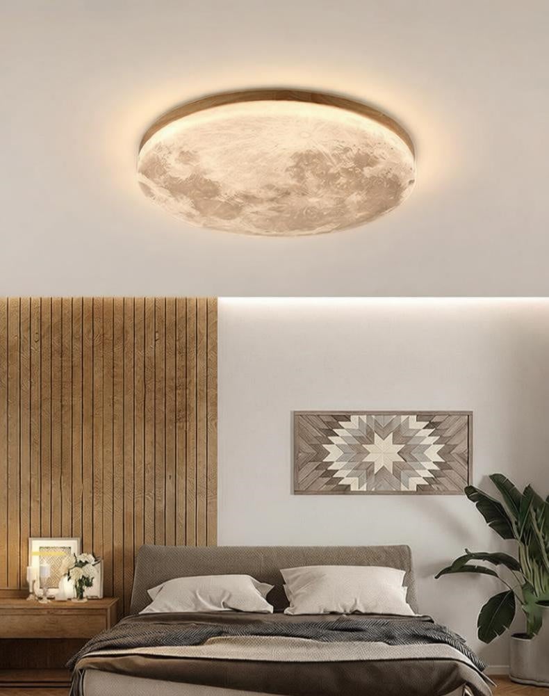 Plafonnier nordique en forme de lune,plafonnier LED rond,plafonnier créatif, idéal pour la chambre et la cuisine(26 cm,lumière tricolore) - ZAEWRY - 7