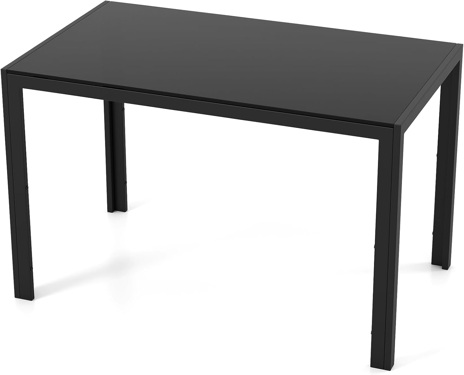 Prostokątny Stół do Jadalni, 120 x 70 x 75 cm, Solidne Metalowe Nogi i Blat ze Szkła Hartowanego, Nośność do 90 kg (Czarny)