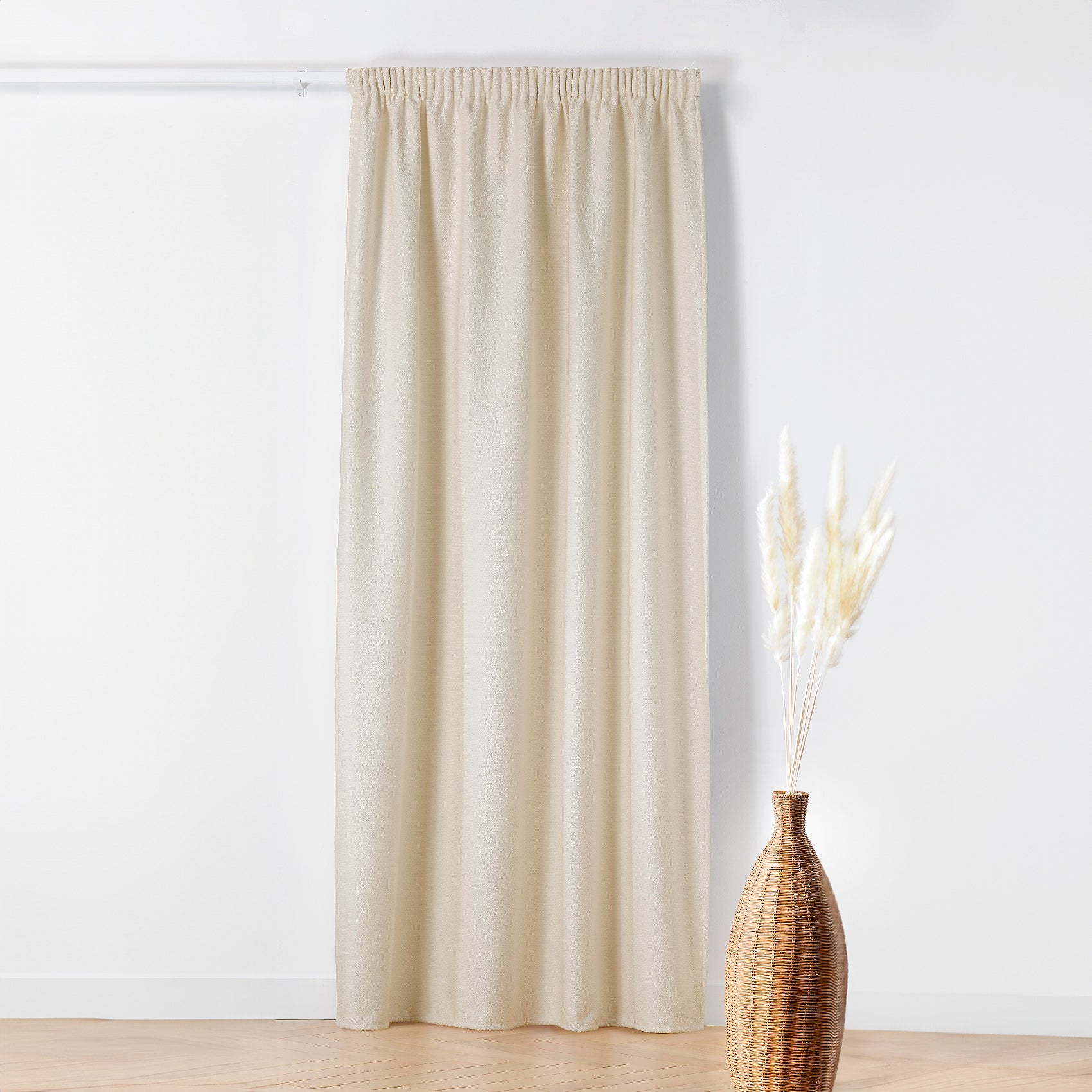 Rideau Double épaisseur Jacquard Beige 245x135 Cm - BPC - Neuf Avec Galon Fronceur