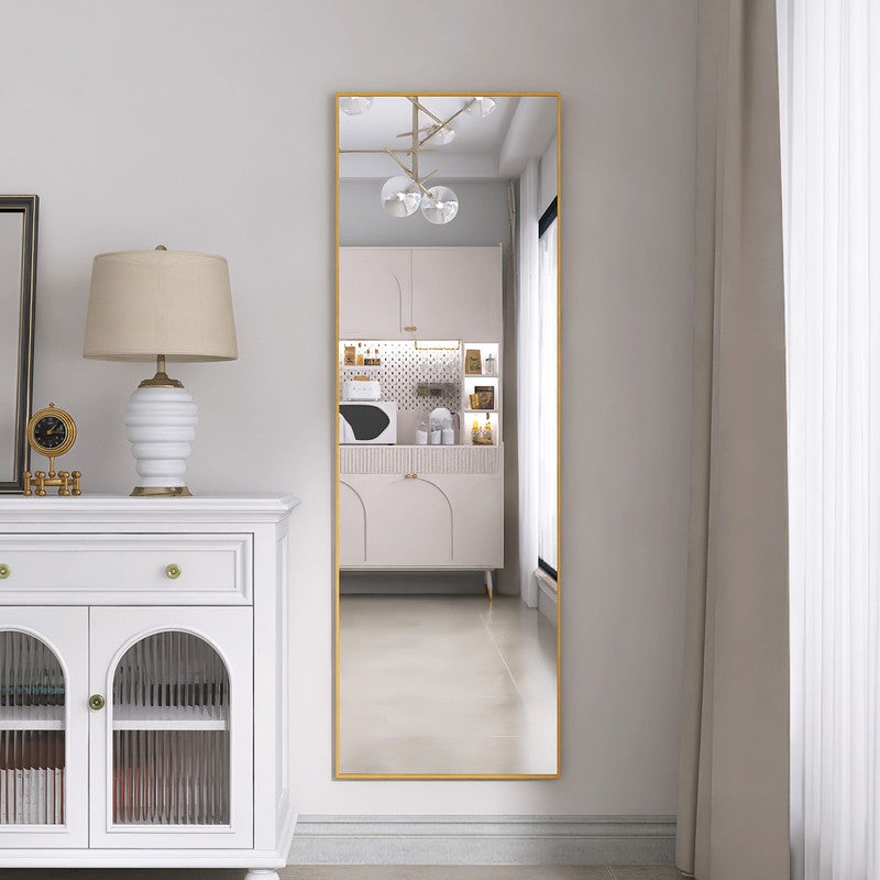 Miroir Intégral Suspendu, 53 x 162 cm, Miroir rectangle, Cadre en Alliage d'Aluminium, Verre Trempé, pour Chambre, Salon,Dressing - 4