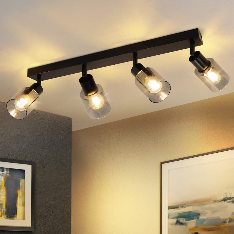 Nettlife Reflektorowa sufitowy 4-punktowy E14, czarny, przemysłowy, Lampa do salonu