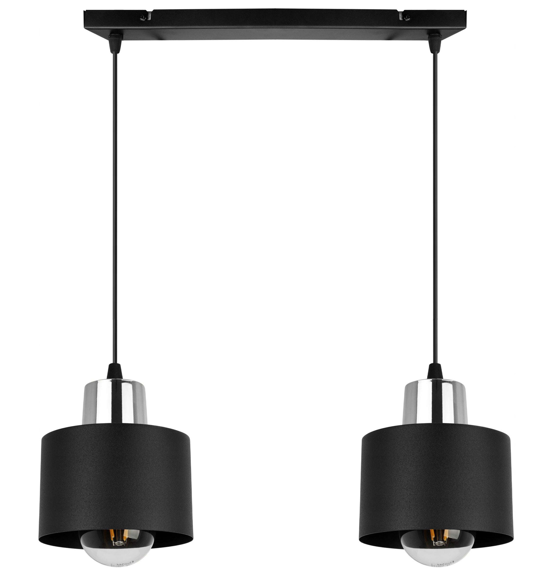 Lampa sufitowa wisząca Panta modern 2xE27 abażur owalny czarny/srebrny Light Home LH