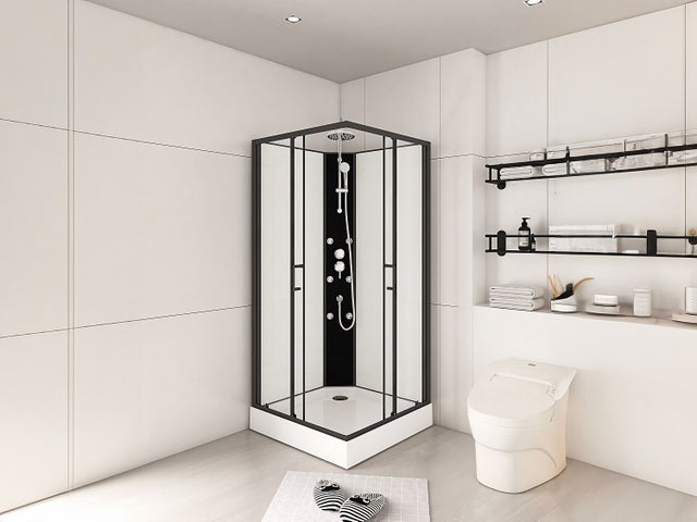 Cabine de douche d'angle hydromassante - L80 x l80 x H225 cm - KIVORA