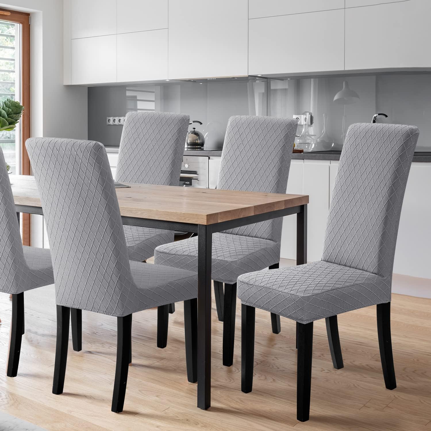 Housse De Chaise Gris 6 Pièces Stretch Couverture De Chaise Extensible Housse Pour Chaise Haute De Salle à Manger L'hôtel, Gris - Maison