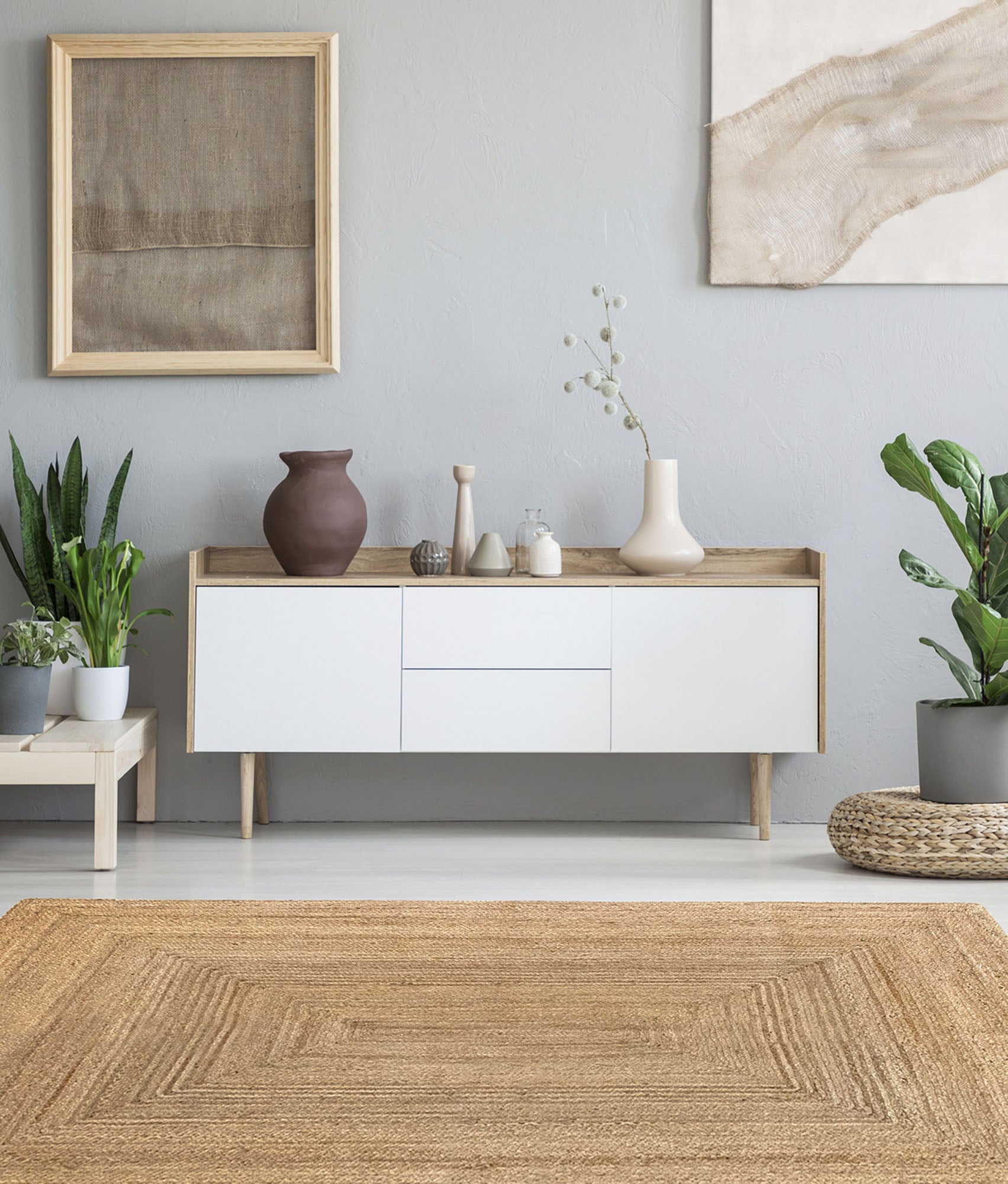 Hamid - Alfombra ALHAMBRA de yute natural 170x120 cm - Alfombra para salón, dormitorio, sala de estar - 2