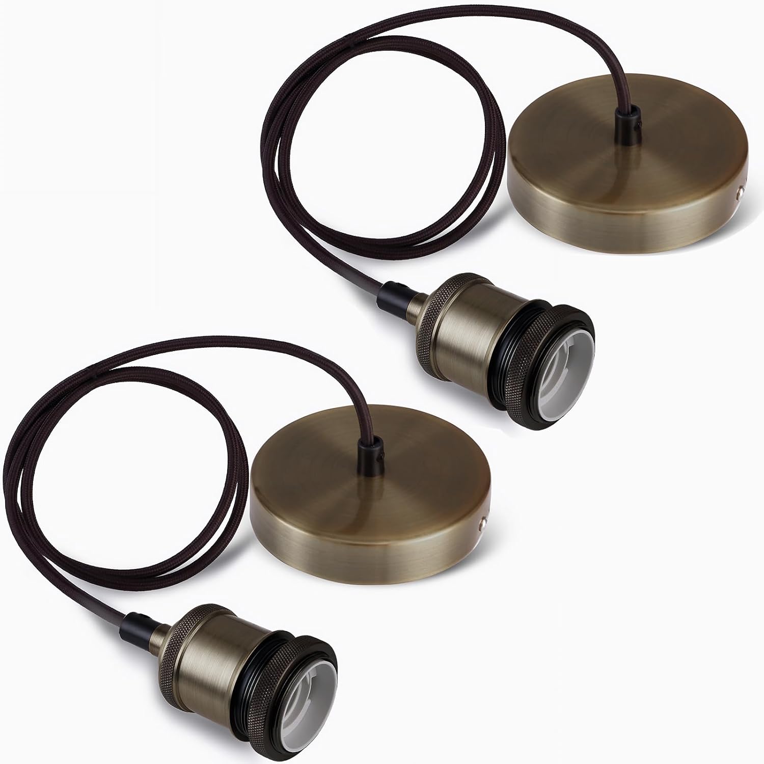 Portalampada E27 Stile Retrò In Alluminio - Colore Bronzo Verde, Per Lampade A Sospensione