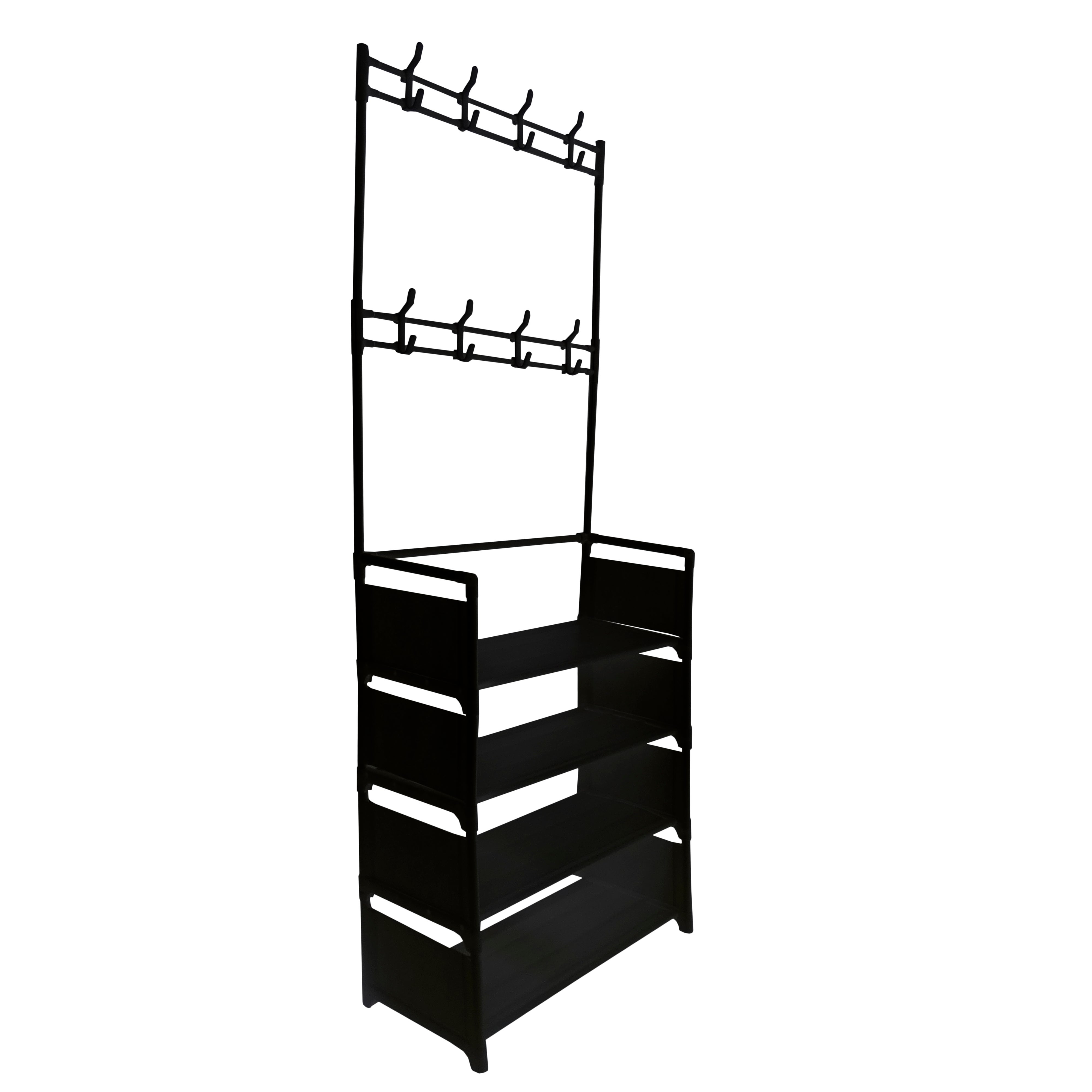 Portemanteau Hall d'Entrée Nyana Home 4 Étagères 8 Cintres Noir - 2