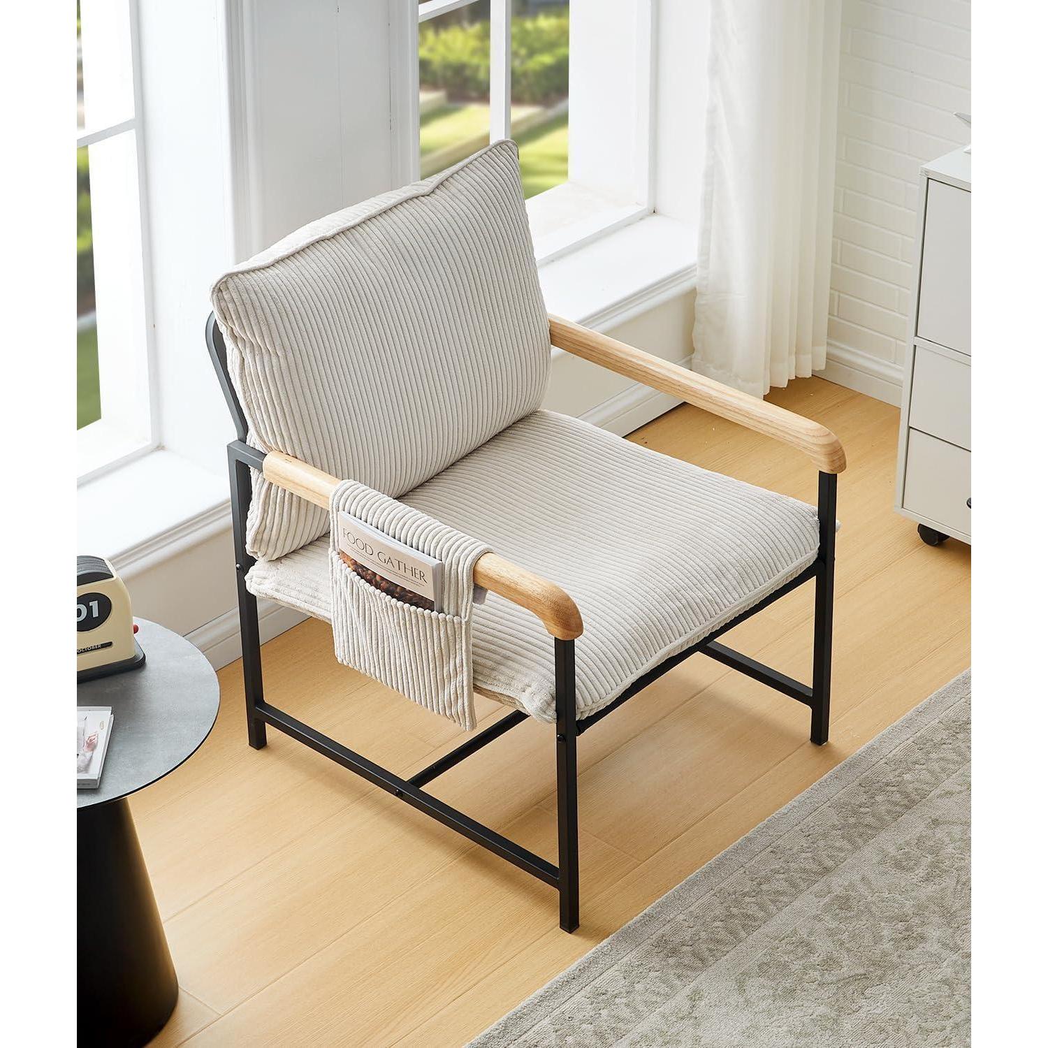 Fauteuil Lounge Moderne Tissu Corde Crème Structure Métal 120kg | Leroy ...