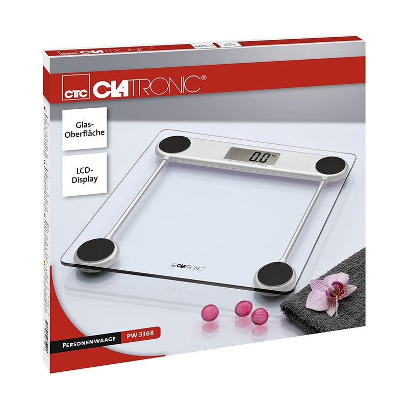 Pèse Personne Electronique verre 150 Kg / 100g Clatronic Transparent PW 3368 - 5