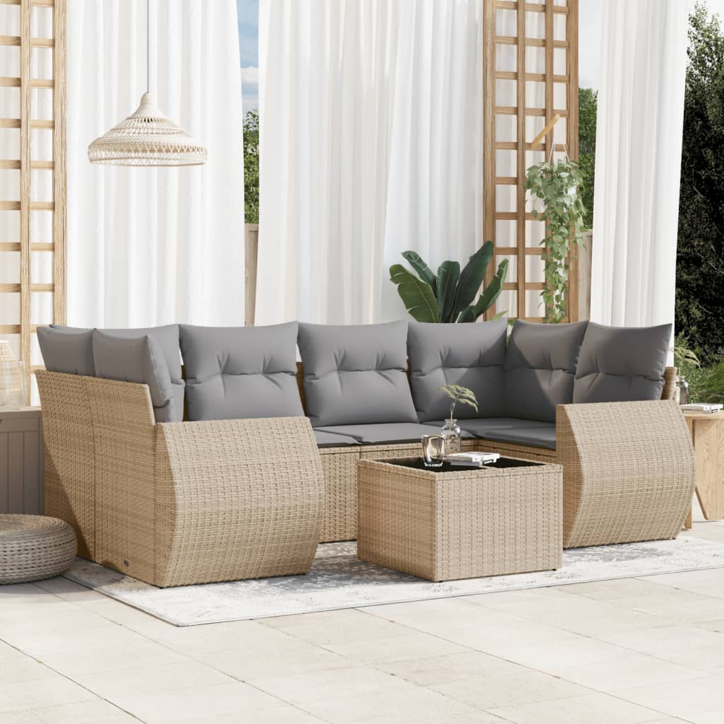 7-cz. zestaw wypoczynkowy do ogrodu, z poduszkami, beżowy vidaXL