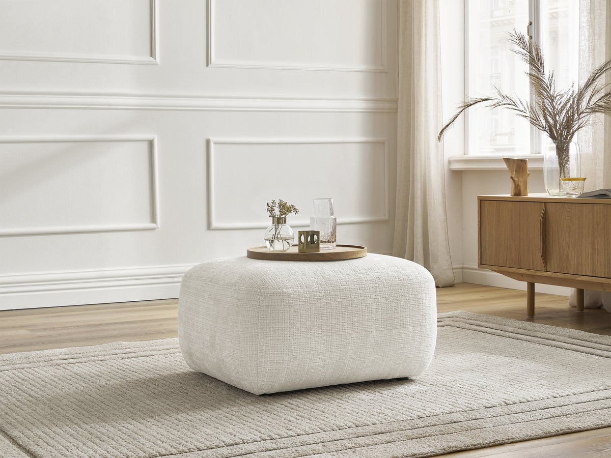 Pouf DENISE tissu texturé BOBOCHIC 1 place Blanc | Leroy Merlin