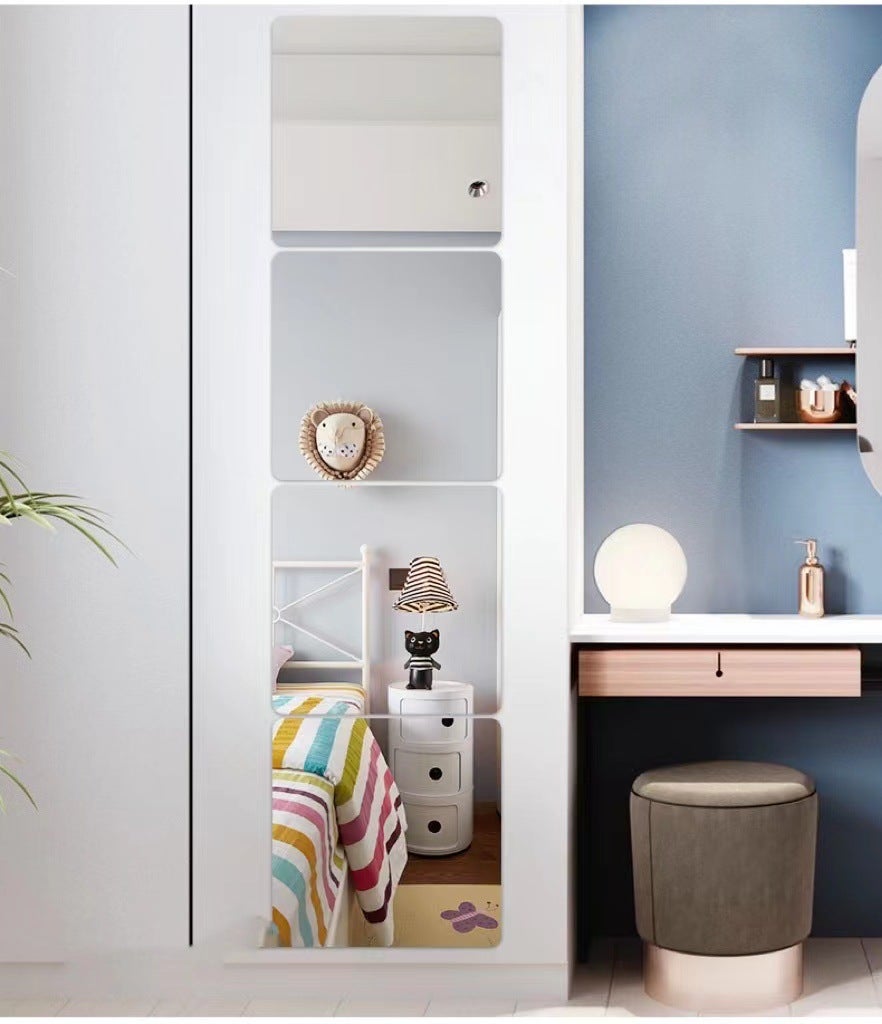 Miroir Mural Autocollant Verre Rectangle Décoratif Auto-Adhésif Miroir Décor À La Maison Chambre Salon Porte (Normal Givré, 20x20cm, 4 Pièces) - 2