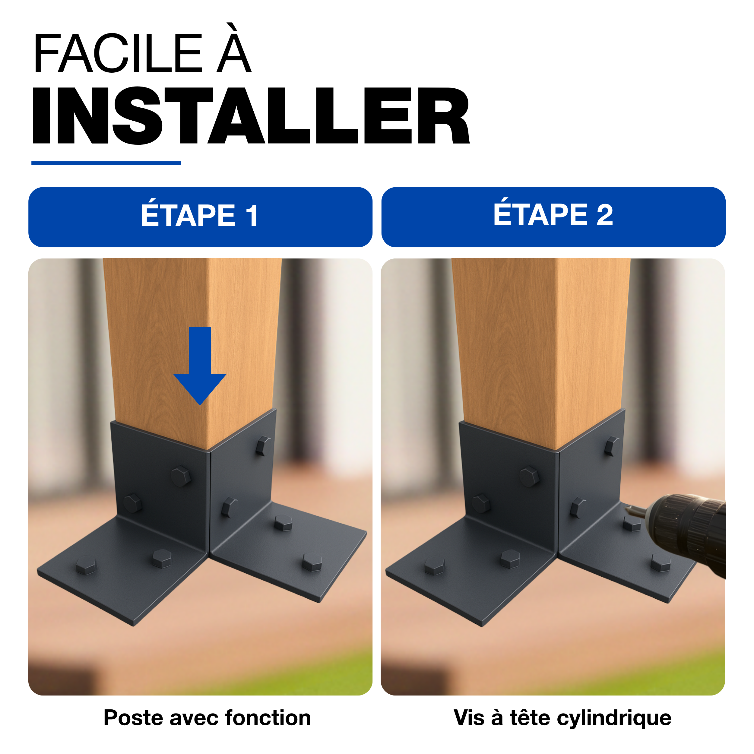 Pergola 71x71mm Revêtement en Poudre Anthracite Kit Pergola en Bois Plaques de Sol Fixation au Sol Connecteur de Poteau GeZu Impex - 3